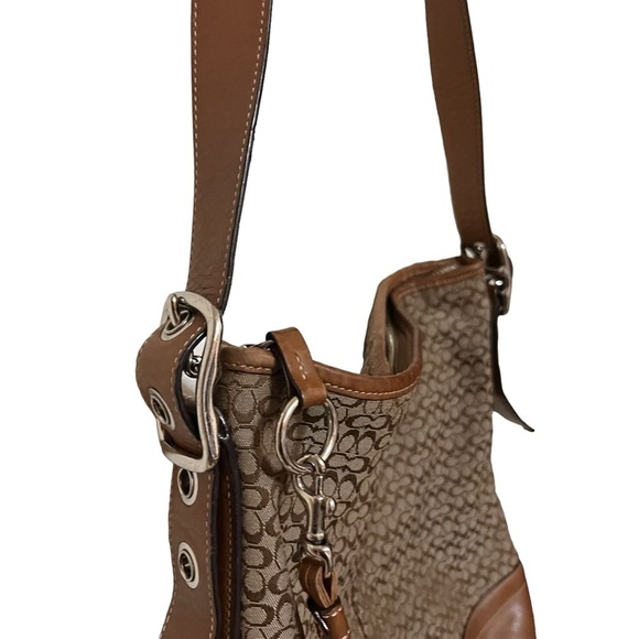 COACH SIGNATURE CROSSBODY BAG PURSE F10416 BROWN LEATHER - Picture 8 of 16